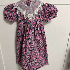 Sara Kent Girl's Dress Size 6 Vintage Lace Collar Floral